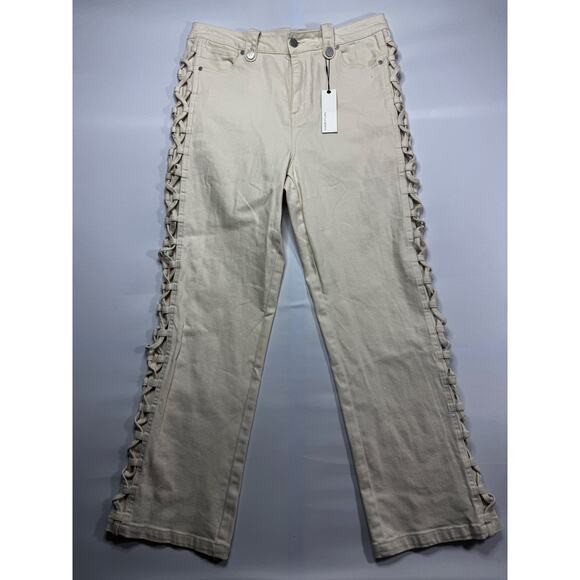 NWT Habitual Women's Cable Ankle Straight Leg Cream Denim Jeans -12/31 (33x29.5) - Picture 1 of 6